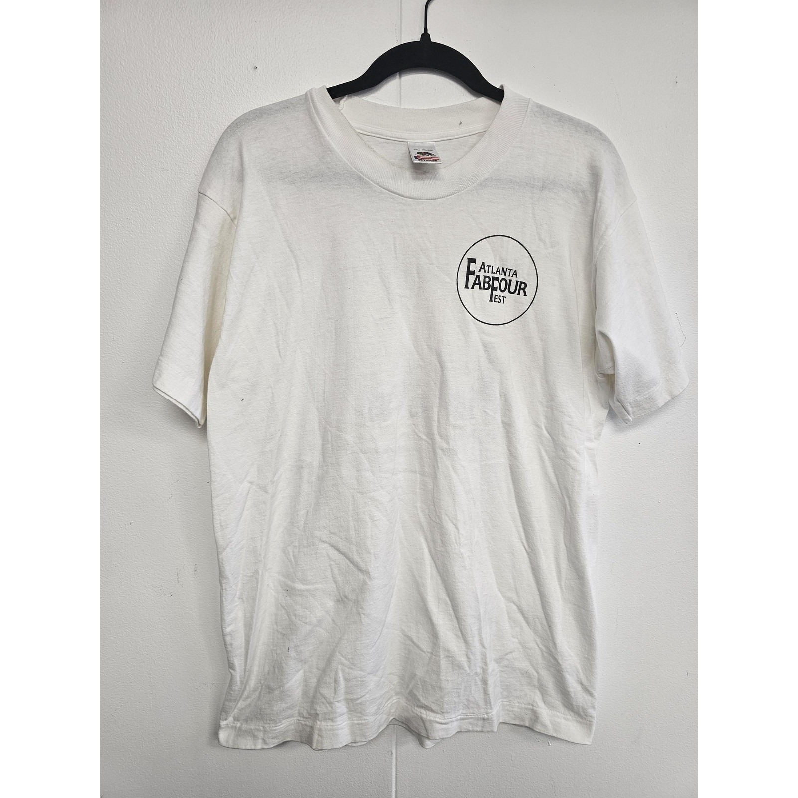 Vintage Atlanta Fab Four Fest Shirt Mens Large White Beatles Tribute Concert 90s